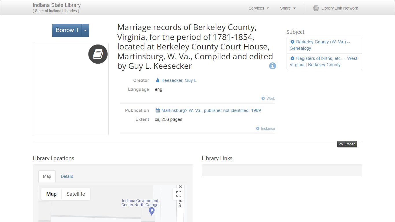 Marriage records of Berkeley County, Virginia, for the period of 1781 ...