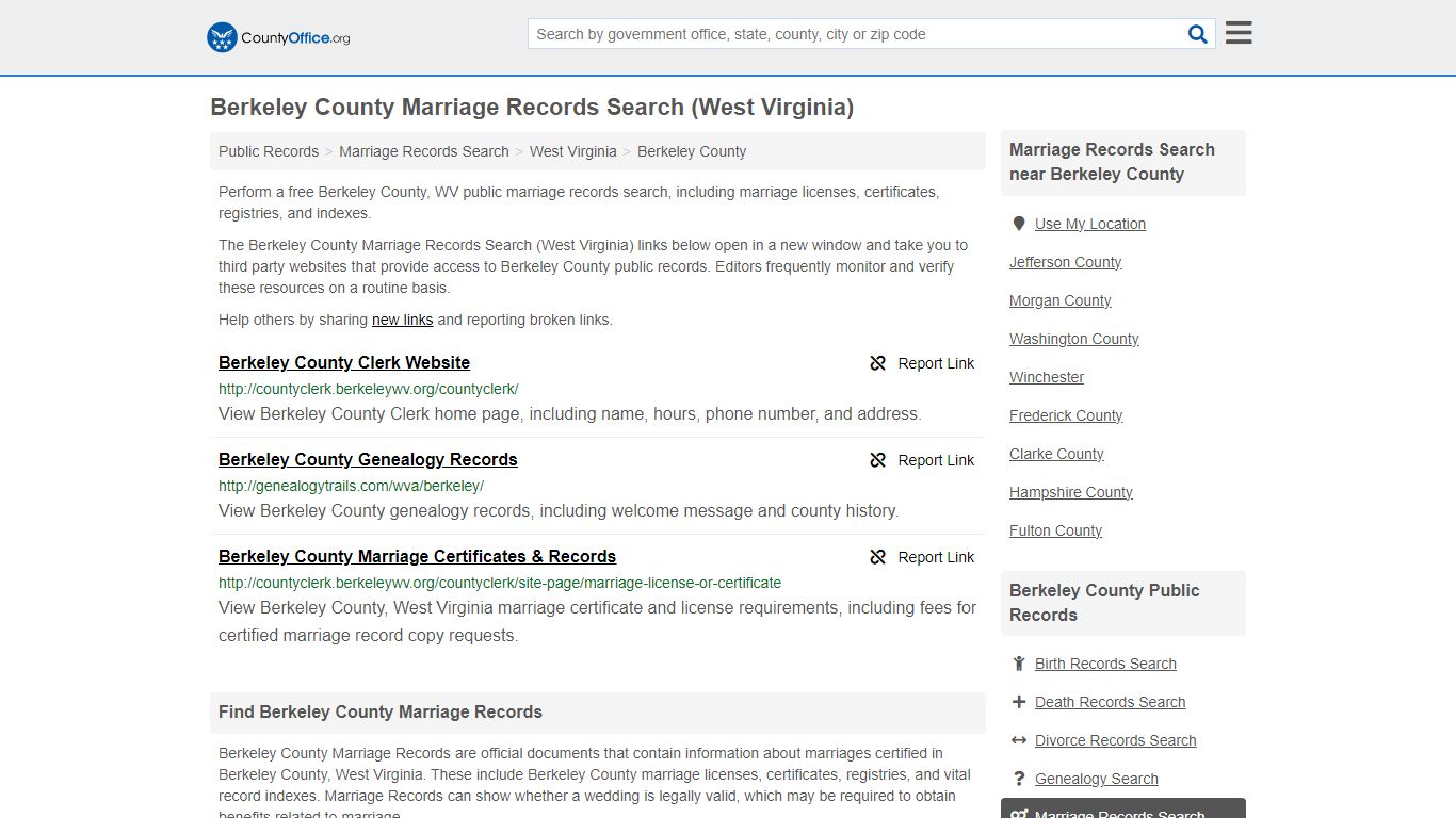 Marriage Records Search - Berkeley County, WV (Marriage Licenses ...
