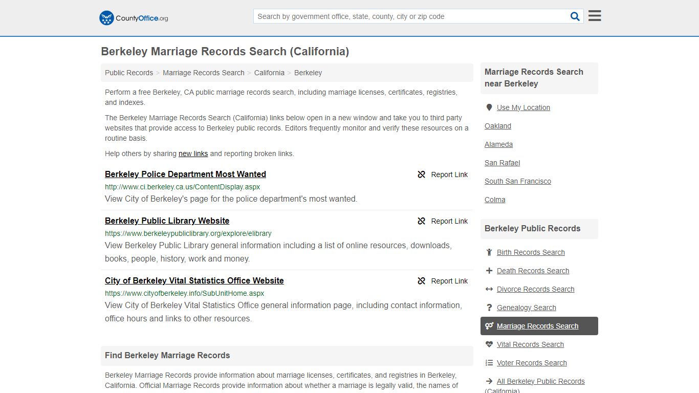 Marriage Records Search - Berkeley, CA (Marriage Licenses & Certificates)